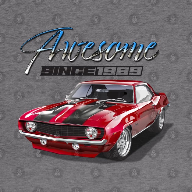 Awesome Since 1969 Red Chevy Camaro Muscle Car by TheStuffInBetween